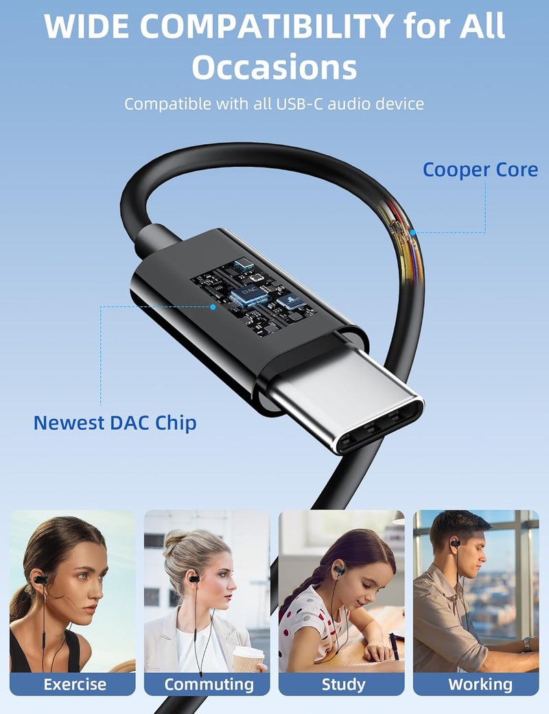 TOPAUX سماعات رأس USB Type C مفتوحة الأذن قابلة للتعديل مع خطاف فوق الأذن للأطفال سماعات سلكية للكمبيوتر المحمول لأجهزة iPhone 17 Pro Max 16 16e 15 Samsung A17 S25 S24 Flip Android لأجهزة iPad A16 Pixel 10 9a - Image 5